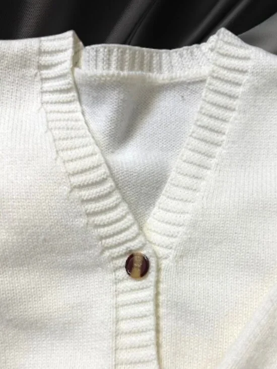 Cozy White Knit Lounge Set XS Cardigan & Pants Soft Minimal Outfit - Picture 5 of 7